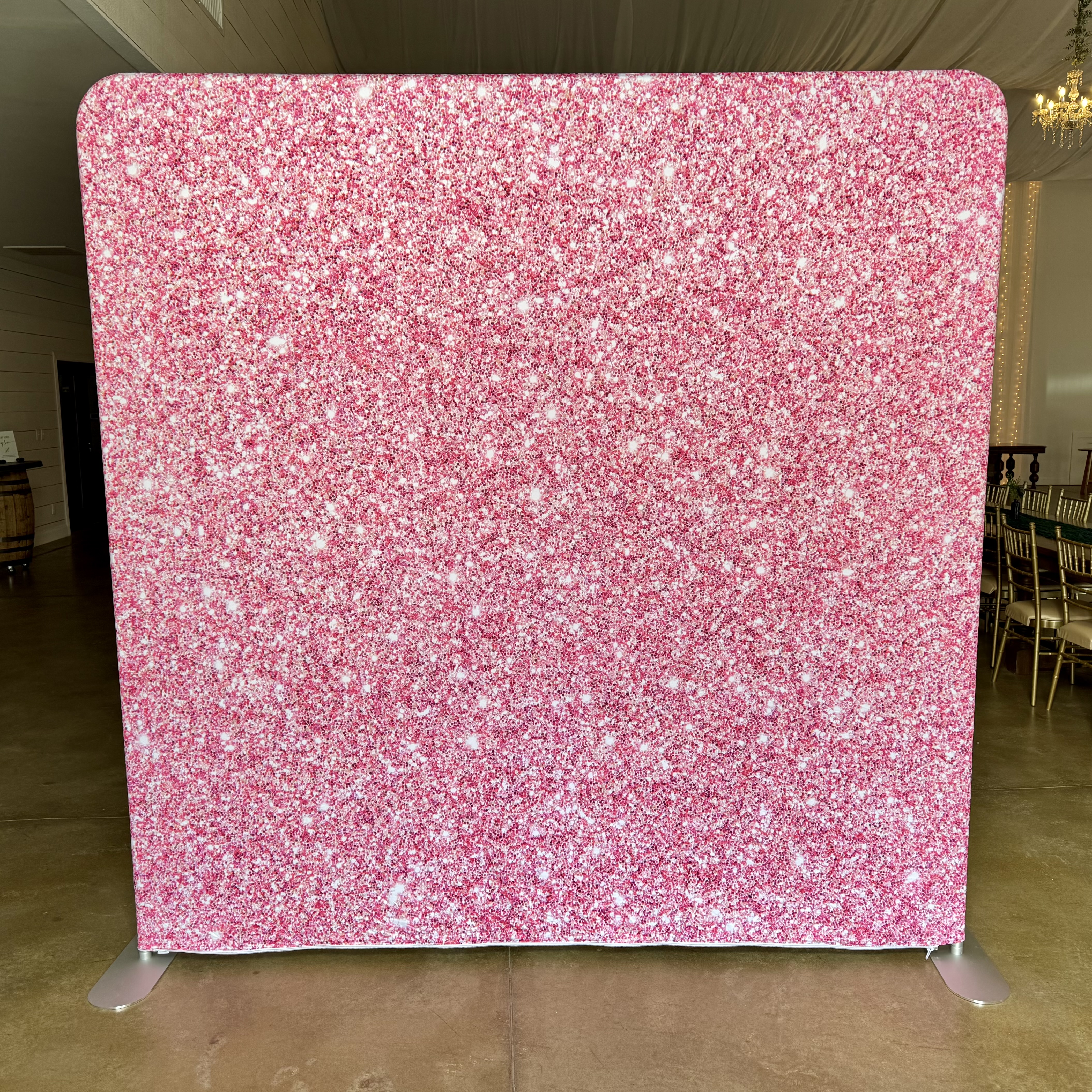 Pink and sparkle sequin backdrop